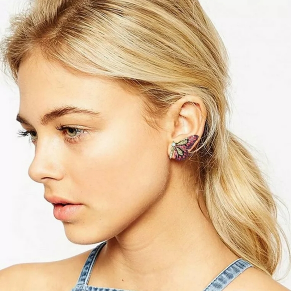 Woman's  Earrings Full Crystal Butterfly - Picture 2 of 8